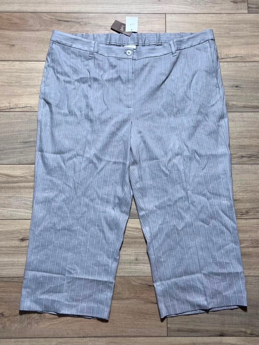 J. Jill Womems Linen Blend Cropped Striped Pants Size‎ 26 Gray